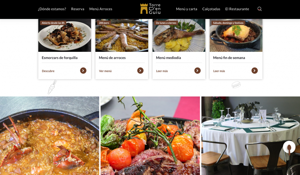 Diseño de página web Restaurant Torre den Guiu